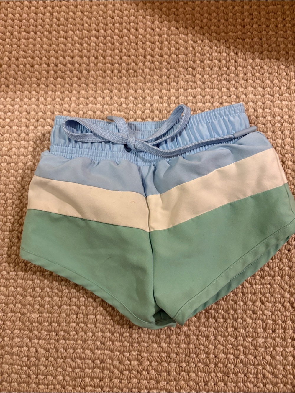 Minnow Colorblock Light Blue, White & Mint Athletic Shorts